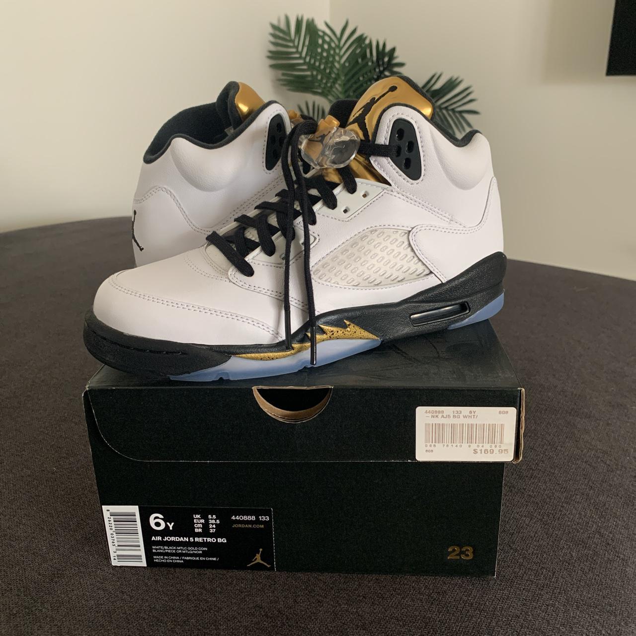 Air Jordan 5 GOLD METALLIC Size 6Y Never worn... Depop