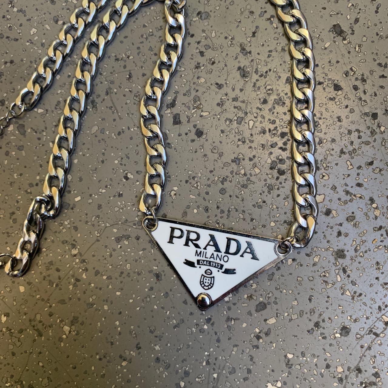 Prada Milano Custom Logo Pendant Necklace Chain... - Depop