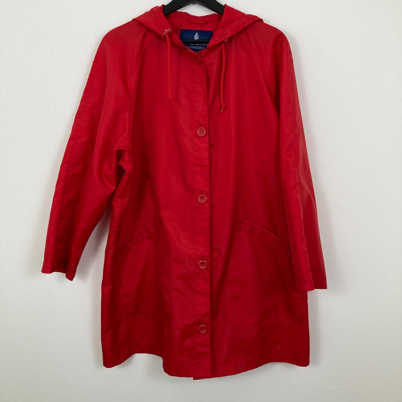 Vintage red hooded rain trench coat | London fog tag... - Depop