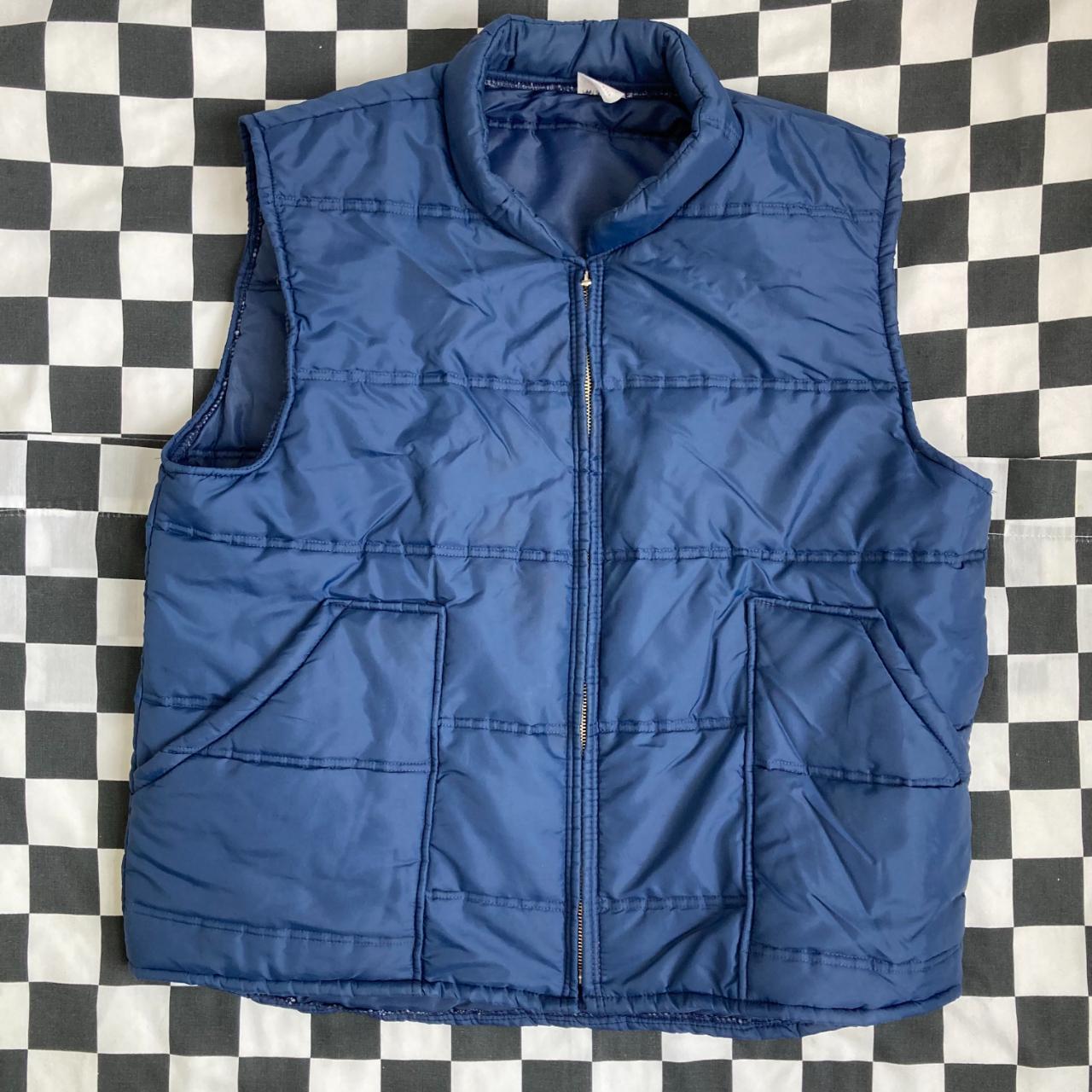 Vintage navy puffer vest | 80s Unitoy | L | made in usa - Depop