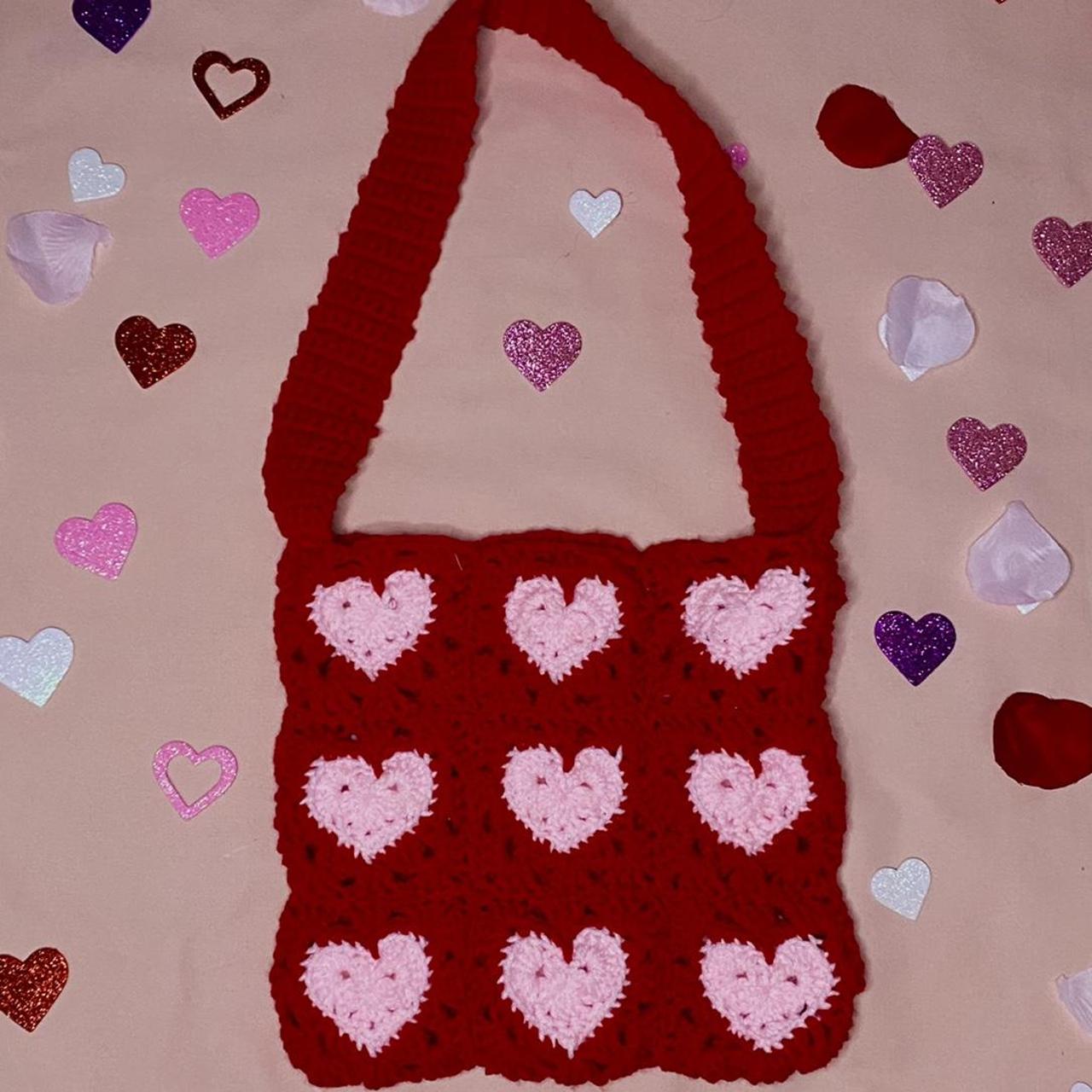 Heart granny square crochet tote bag ️💕 -Handmade... - Depop