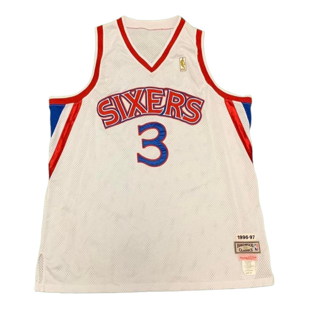 Vintage 90s Allen Iverson Sixers Jersey Mitchell and... - Depop