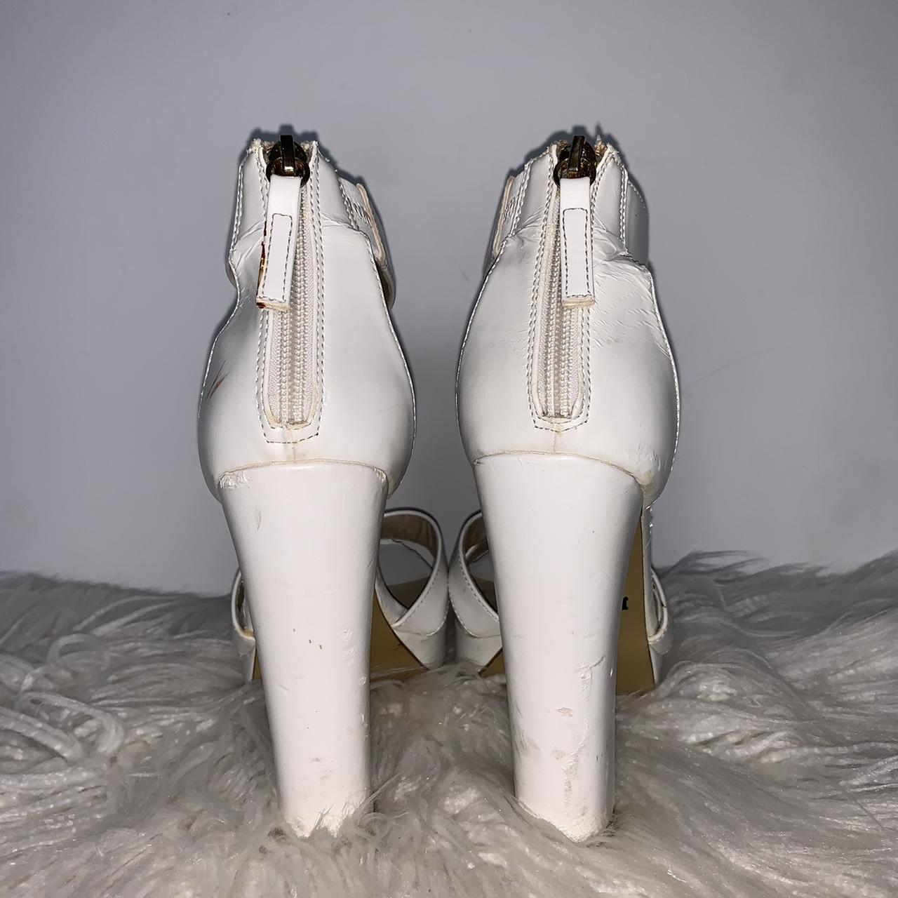 WHITE LIPSTIK PLATFORM HEELS ♡ preloved white... Depop