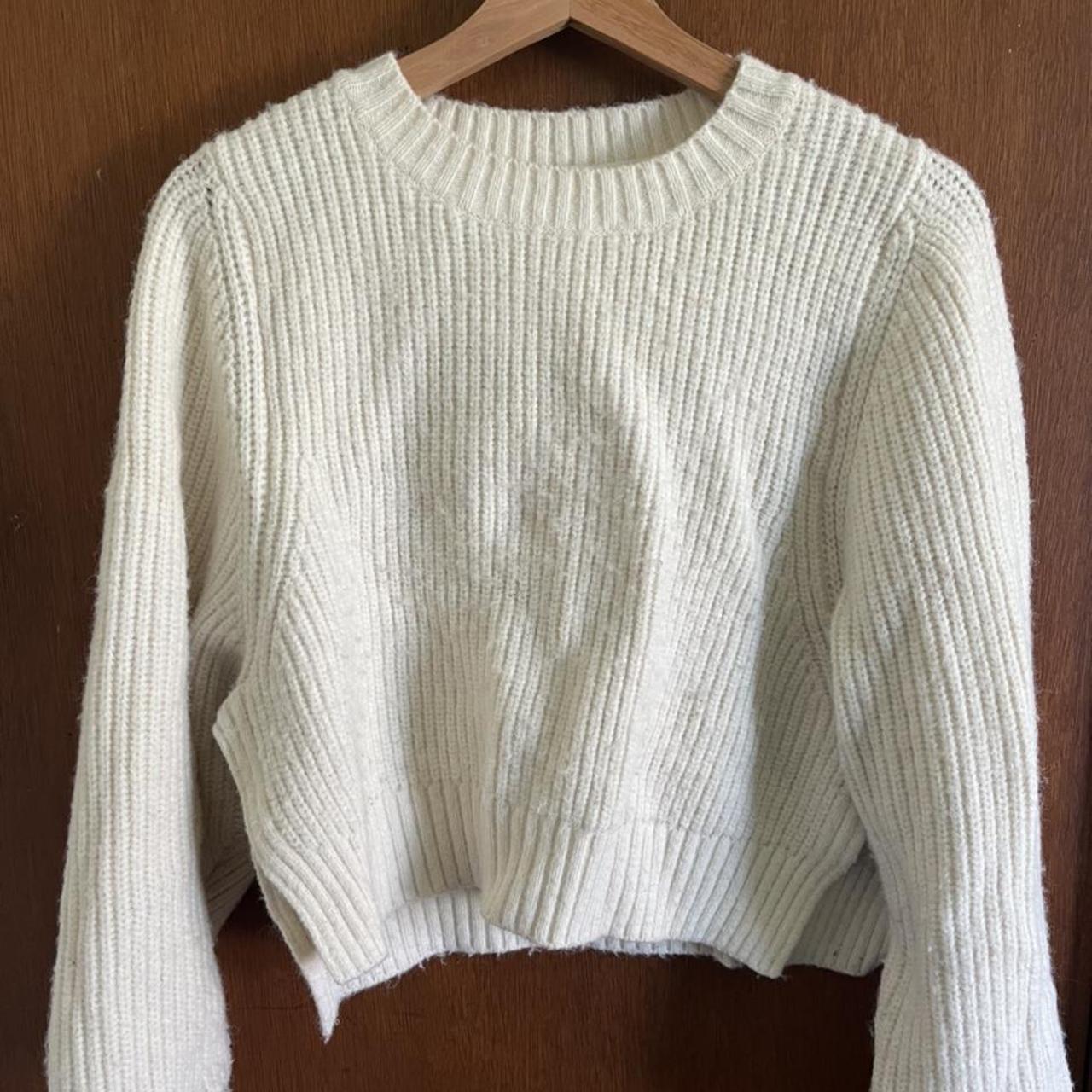 super cute cream knitted jumper, size 10 and true to... - Depop