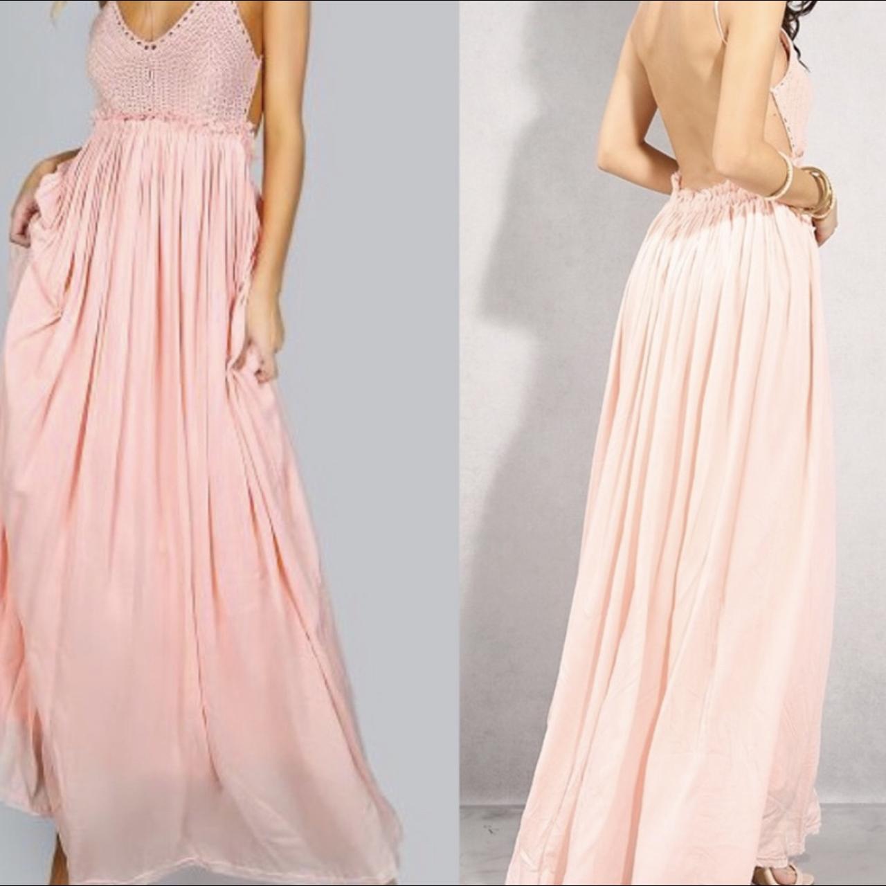 Love Culture Summer Backless Pink Dress Maxi... - Depop
