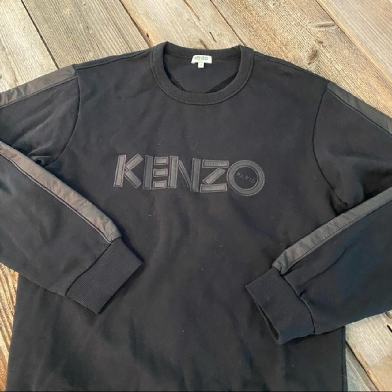 Kenzo Paris Black Crew Logo Sweatshirt Size large... - Depop