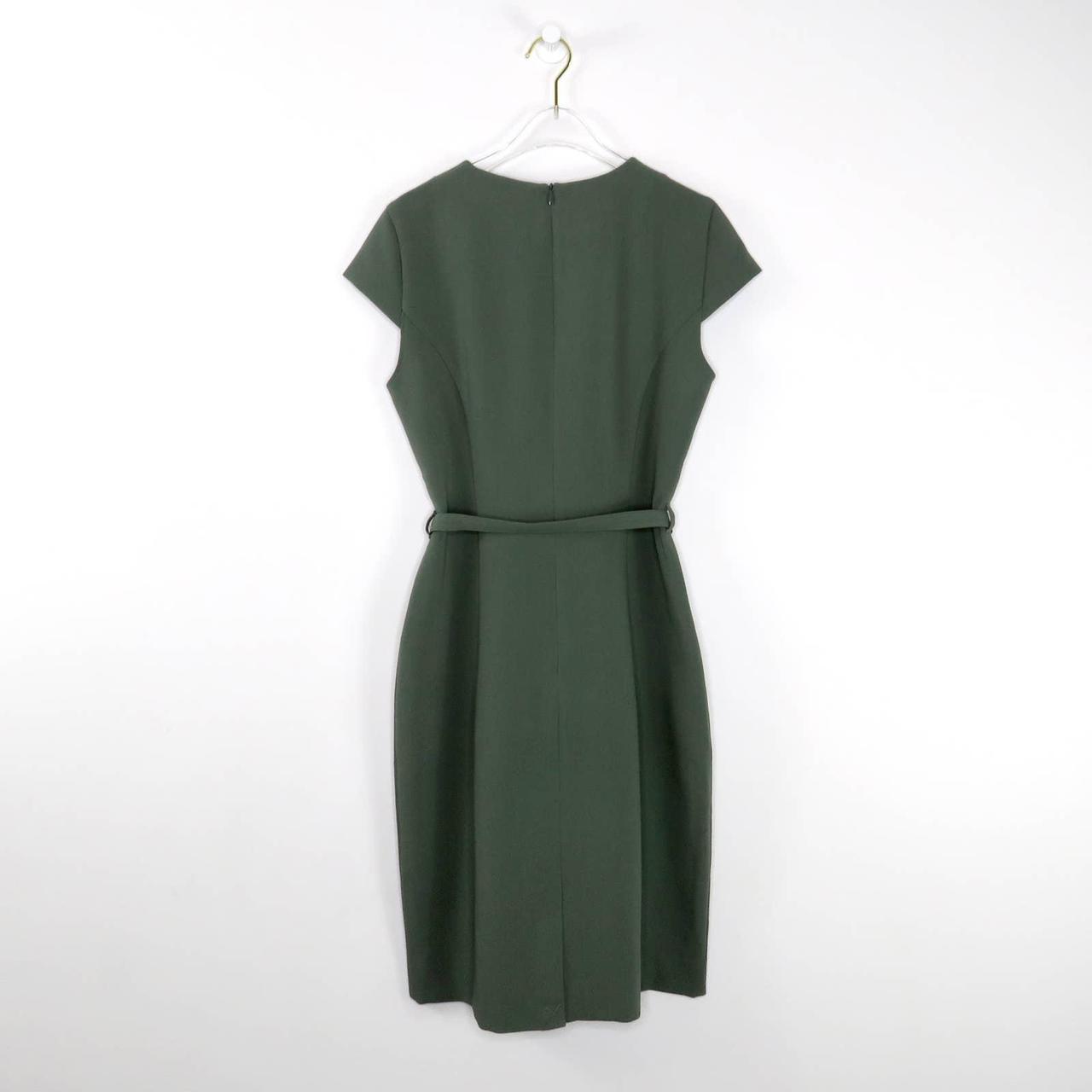 H&M Sage Green Dress. High Neck Cap Sleeve Midi... - Depop