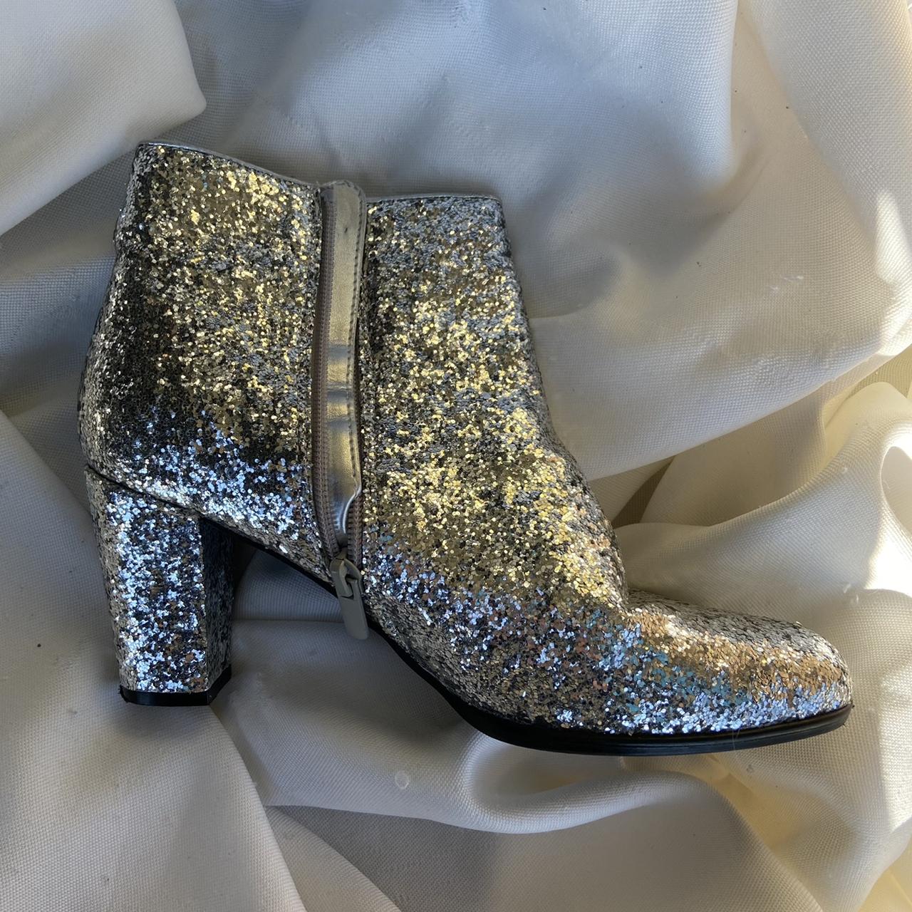 Silver glitter hotsell ankle boots