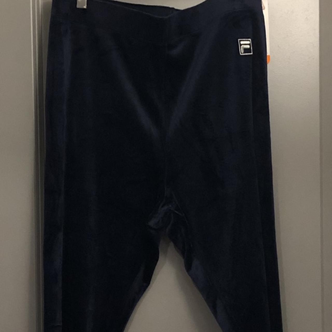 Ladies navy high rise Fila velour leggings. Super. Depop