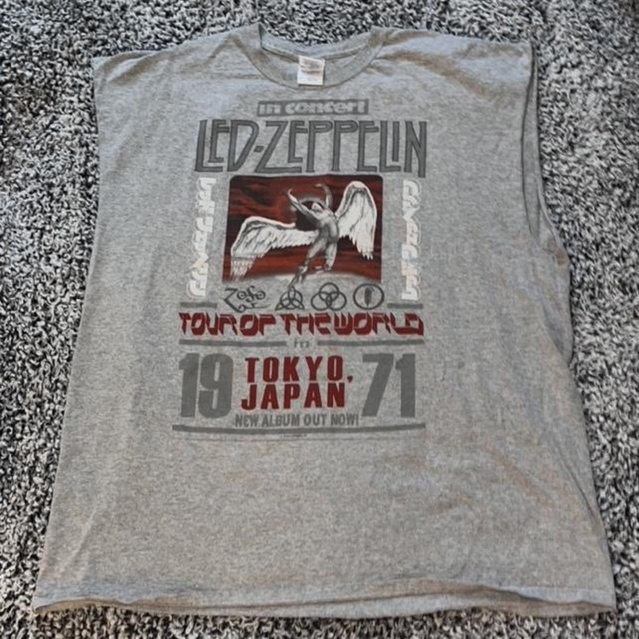 Upcycled bleached Led Zepplin world tour 1971 - Depop