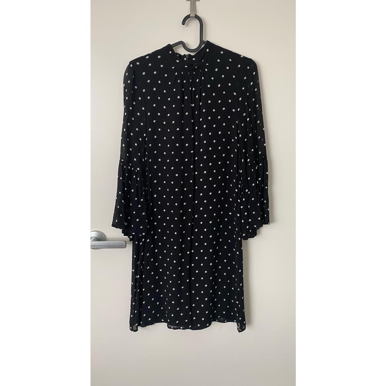 Witchery Black Polka Dot Mini Dress Size 8 Excellent... - Depop