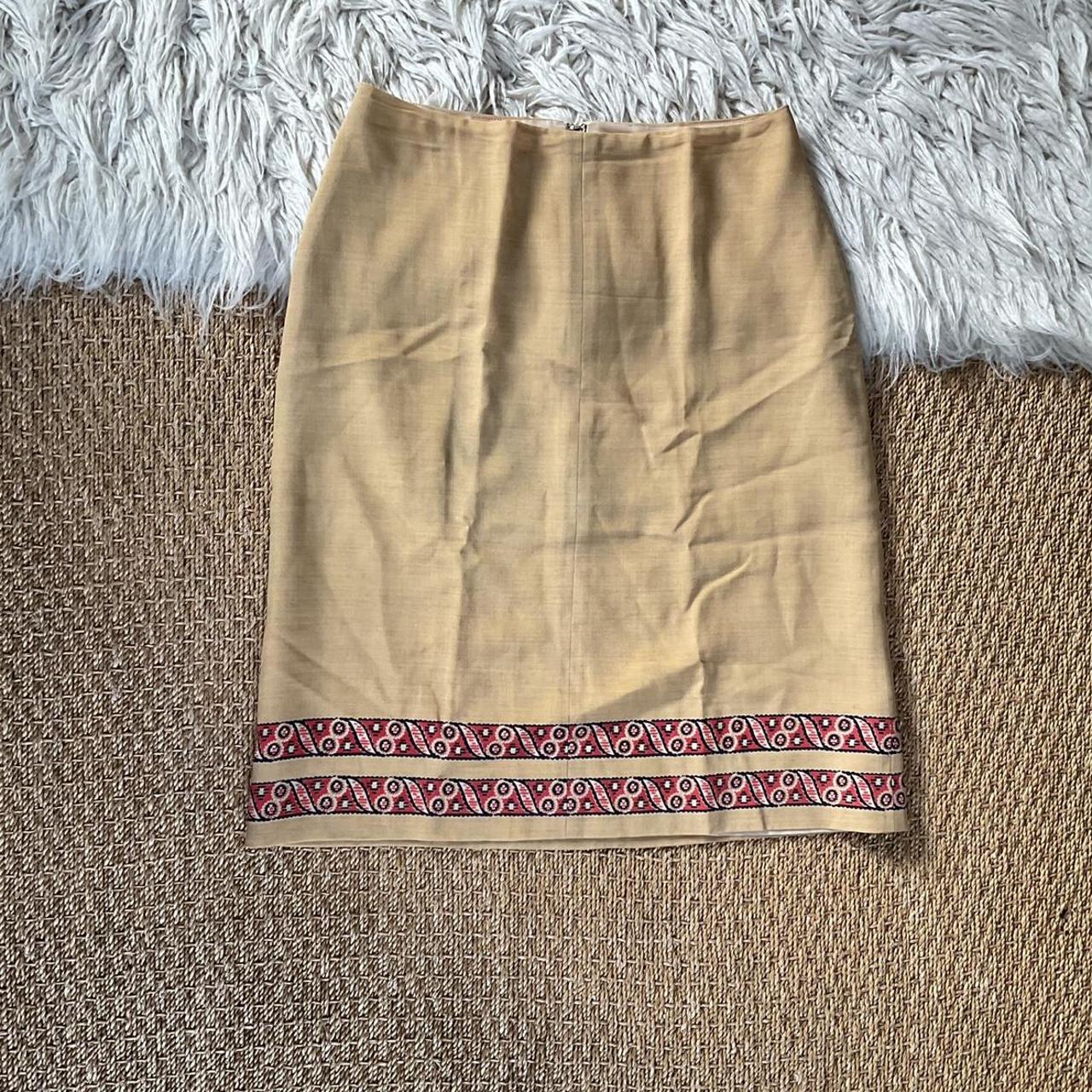 ANINE BING Women's Tan and Red Skirt | Depop