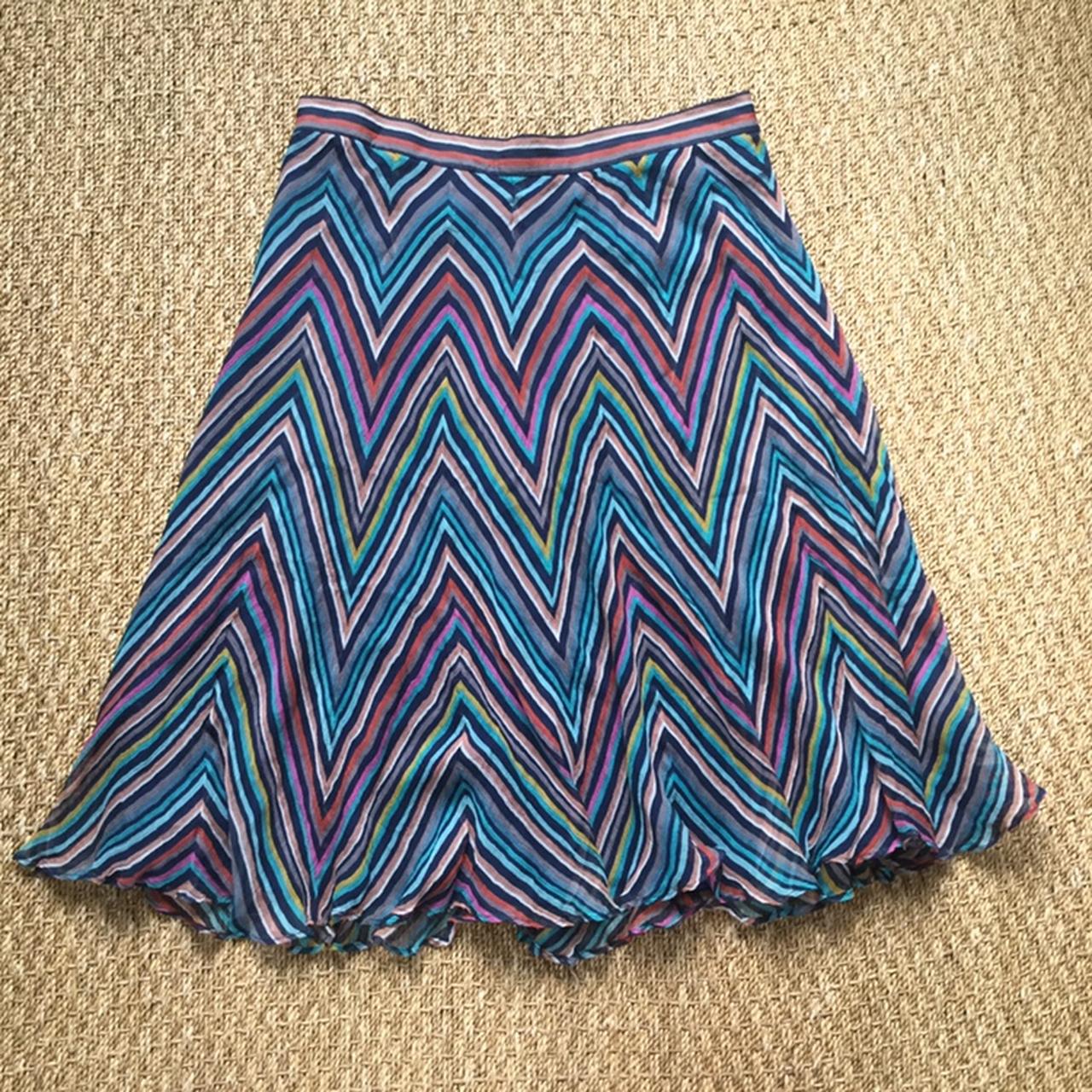 CACHAREL Vintage Skirt Silk multicolour stripes,... - Depop