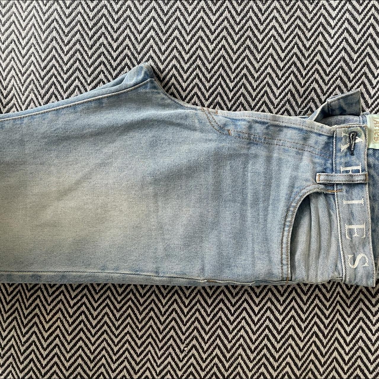 Aries Arise Stonewashed Denim Logo Waist Jeans... - Depop