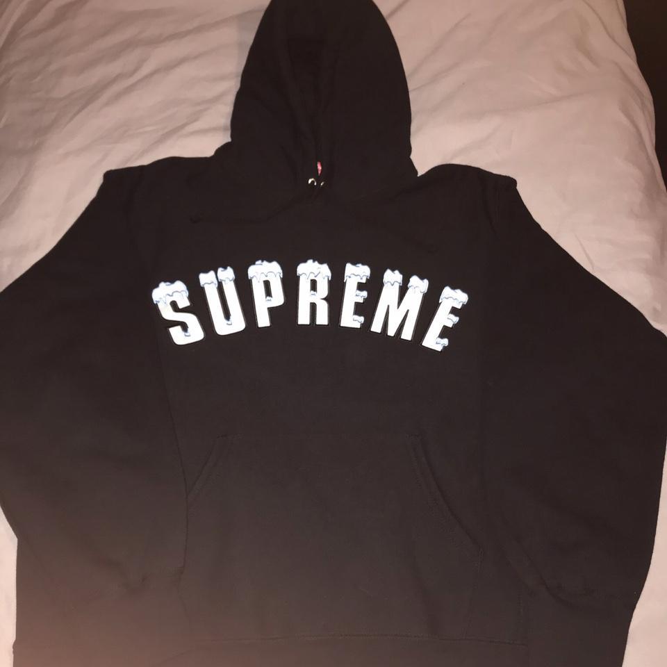 Supreme Icy Arc Hooded Sweatshirt - Black, Great... - Depop