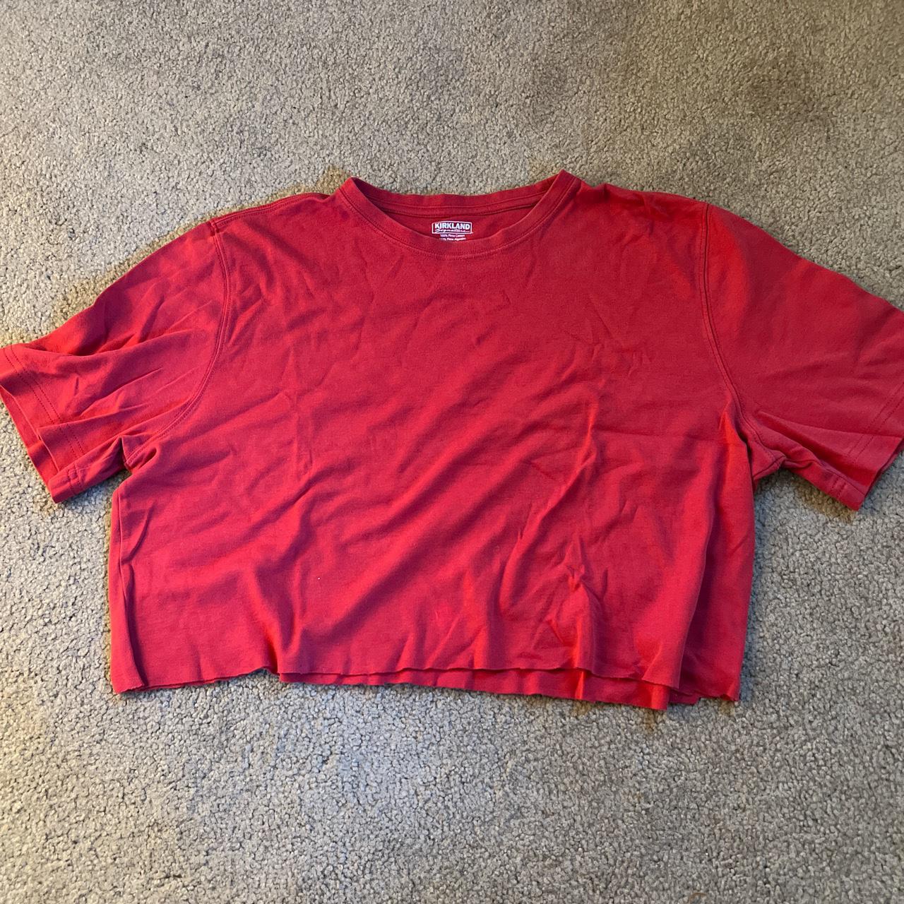 Plain red t shirt. Cut to make as a crop top but was... - Depop