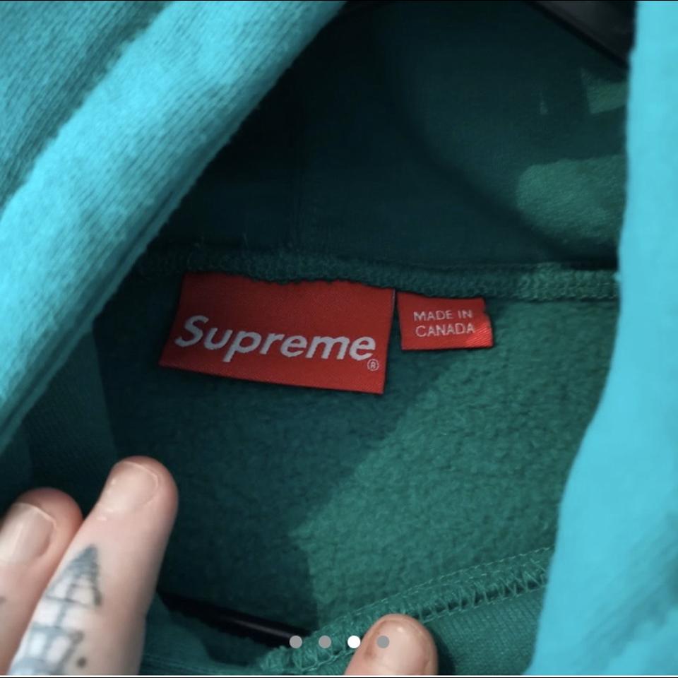 Green/ blue striped supreme hoodie. Signs of wear- - Depop