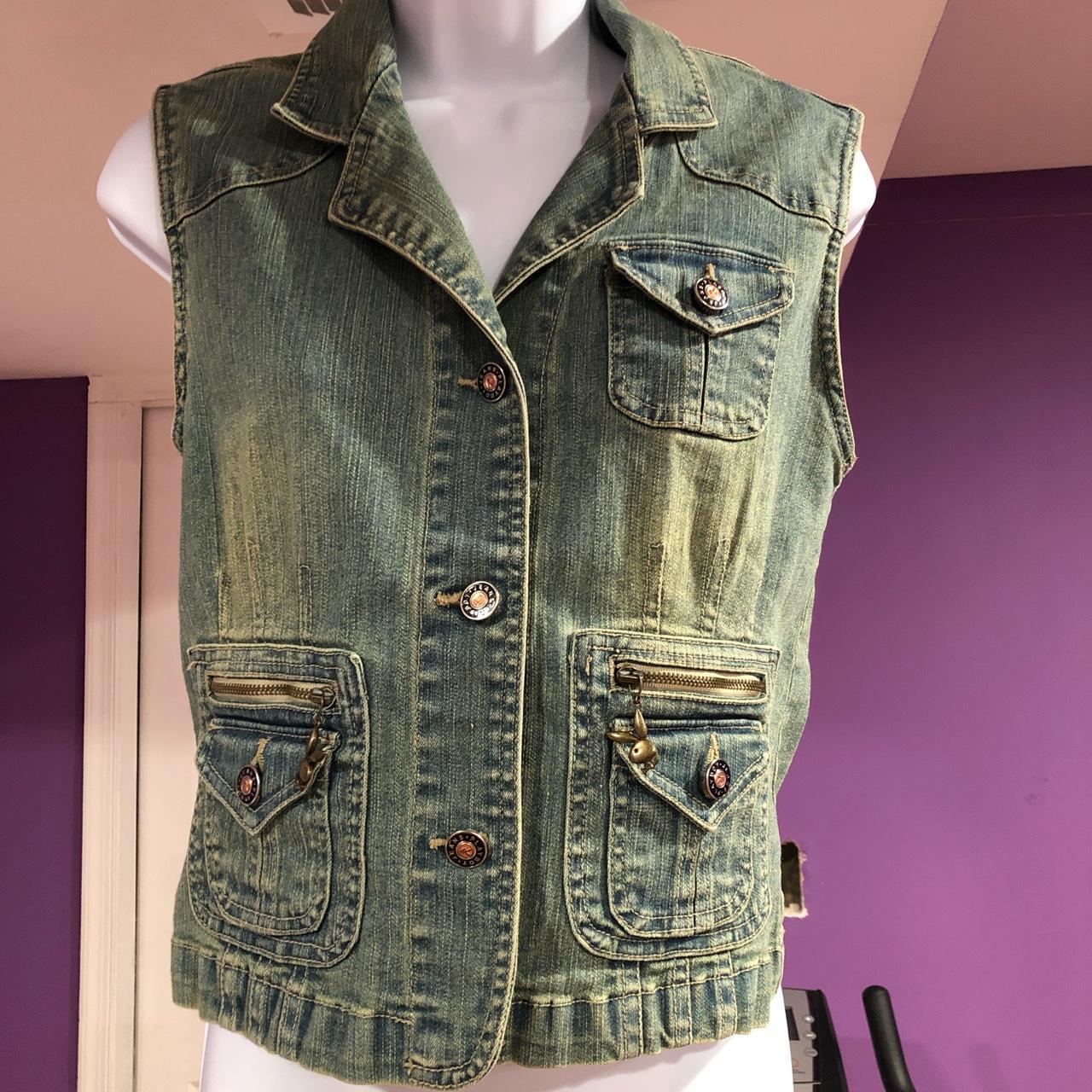 Vintage playboy denim waistcoat with insane details.... - Depop