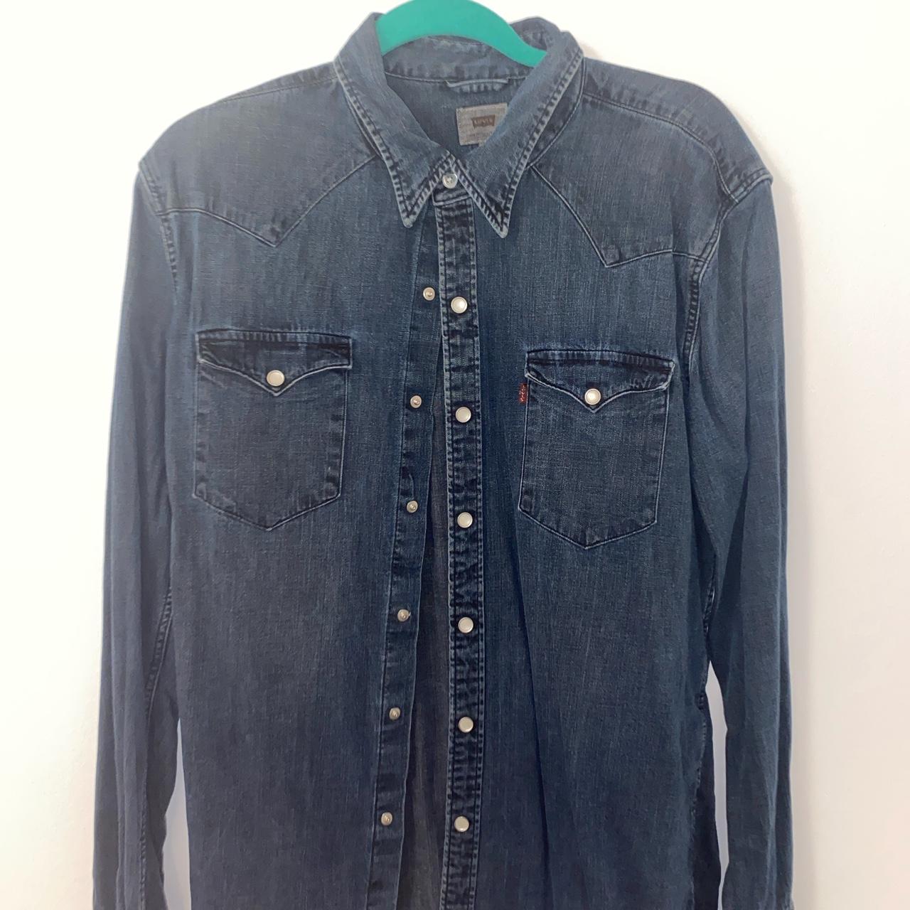 Levi’s Dark Denim Overshirt. Double Pocket. Size... - Depop