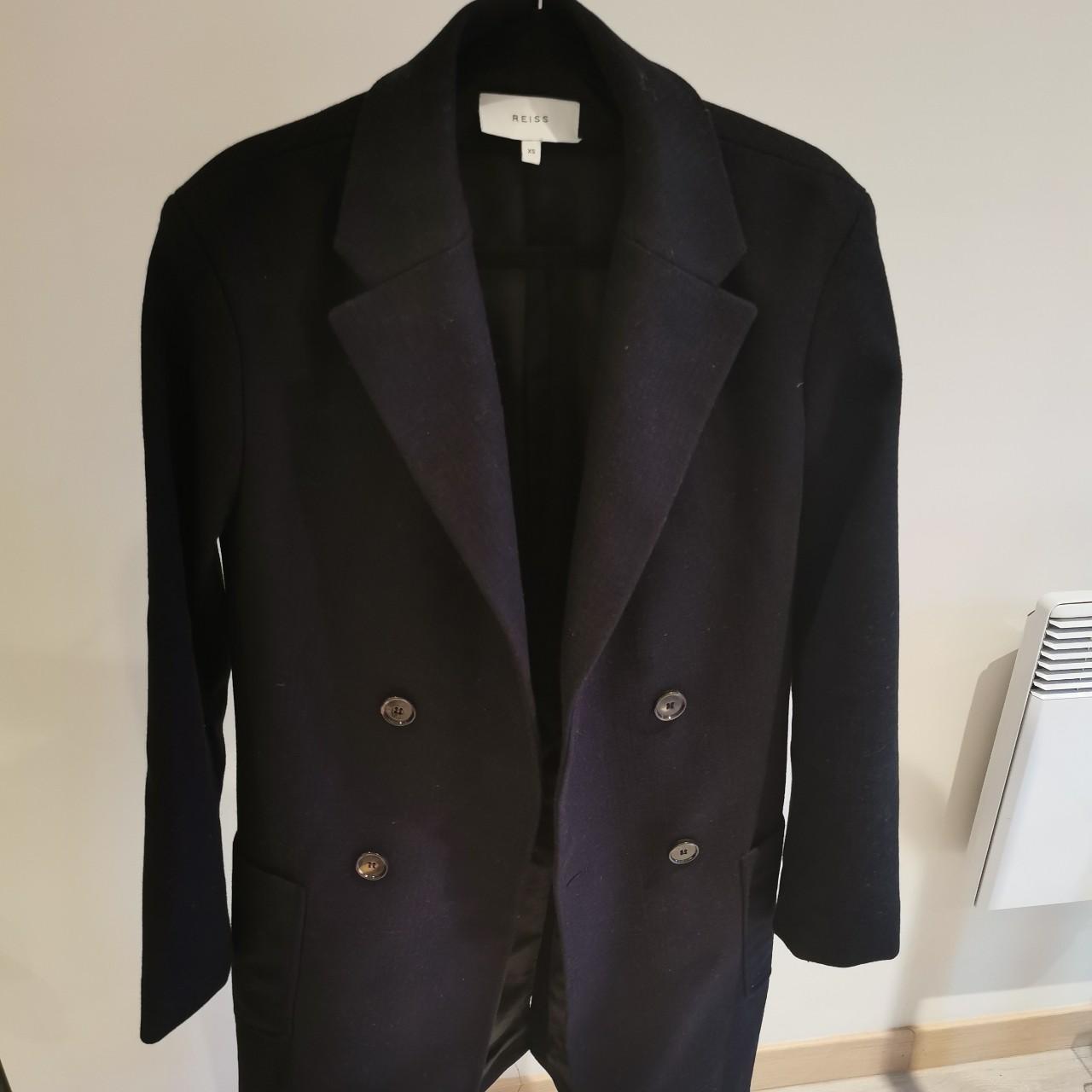 Reiss Mens Overcoat. Navy size XS Excellent... - Depop