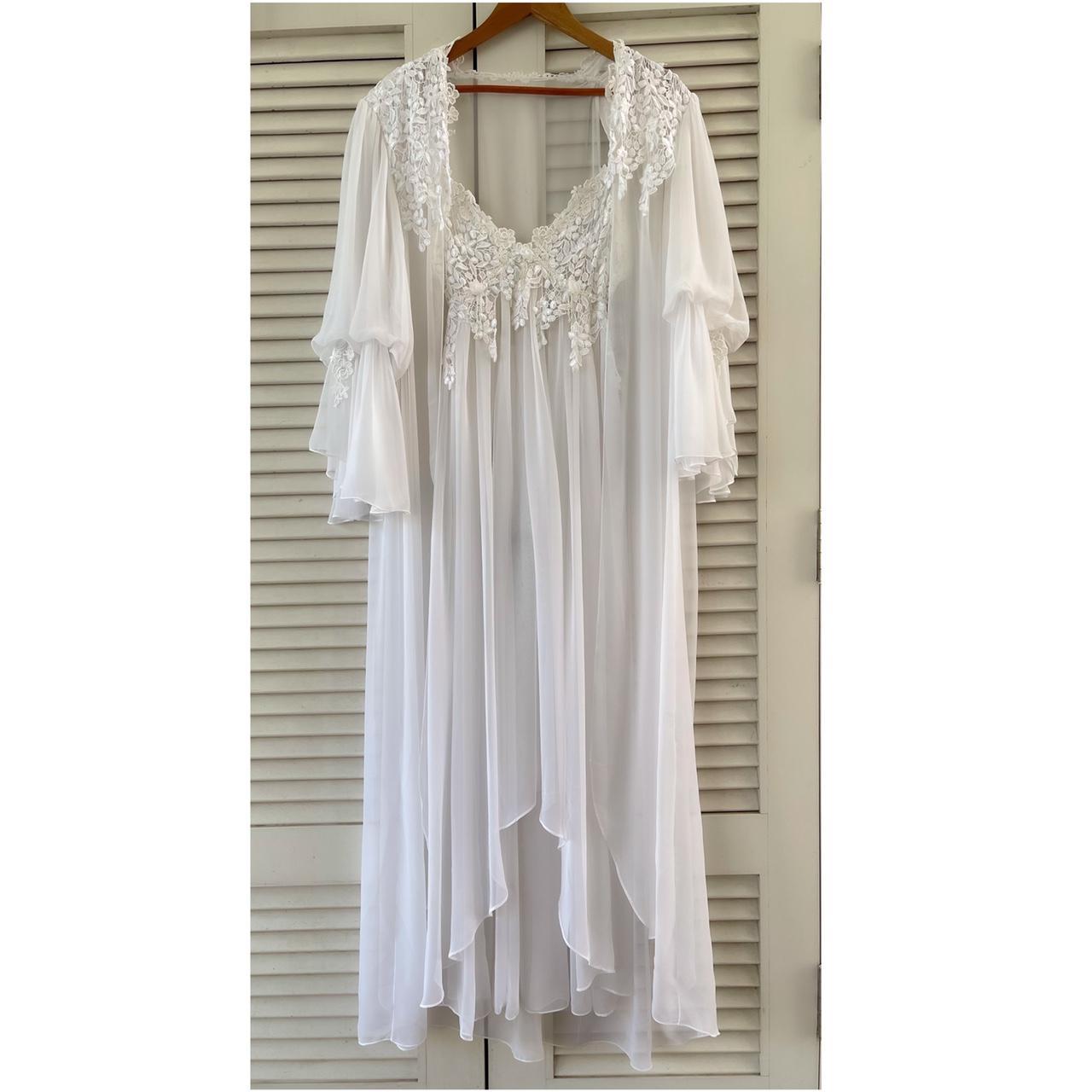 Vintage Jonquil By Diane Samandi White Chiffon & - Depop