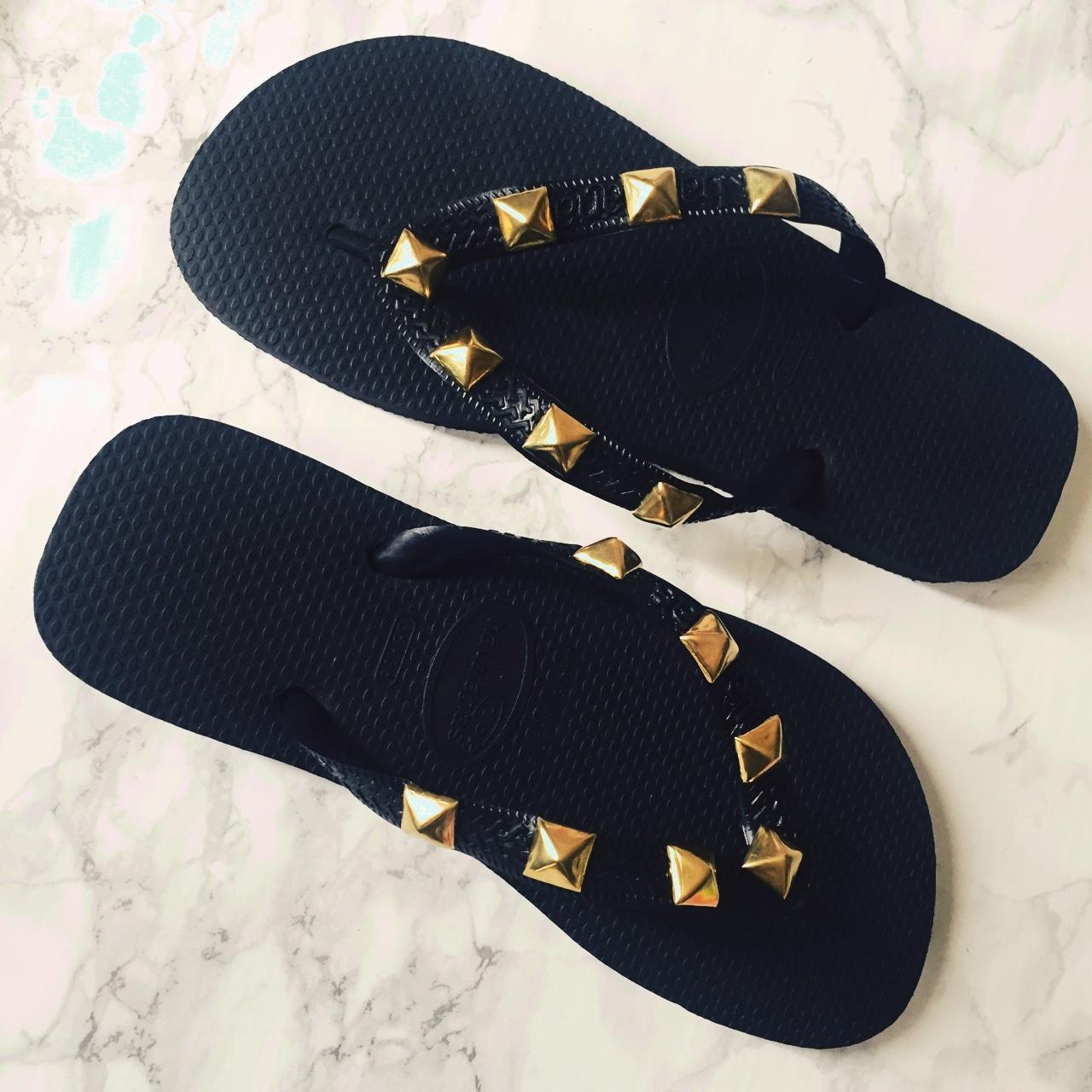 NEW Black Havaianas Top Flip Flop Sandals Stud Depop