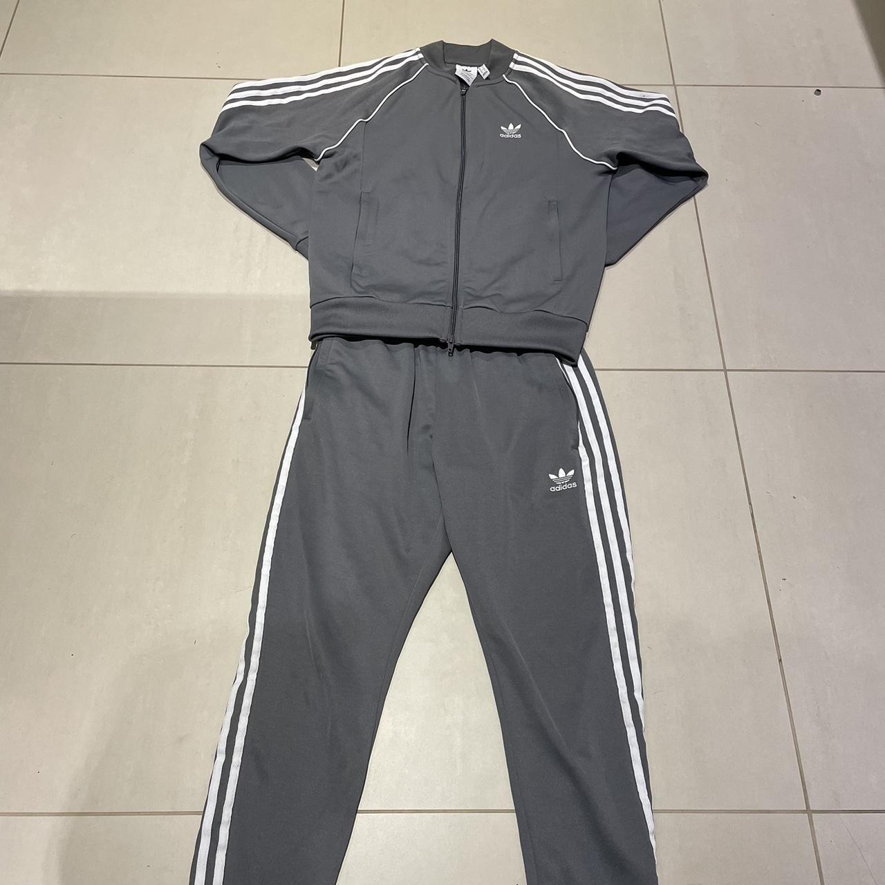 Adidas Originals Men's Grey and White Jumpsuit | Depop