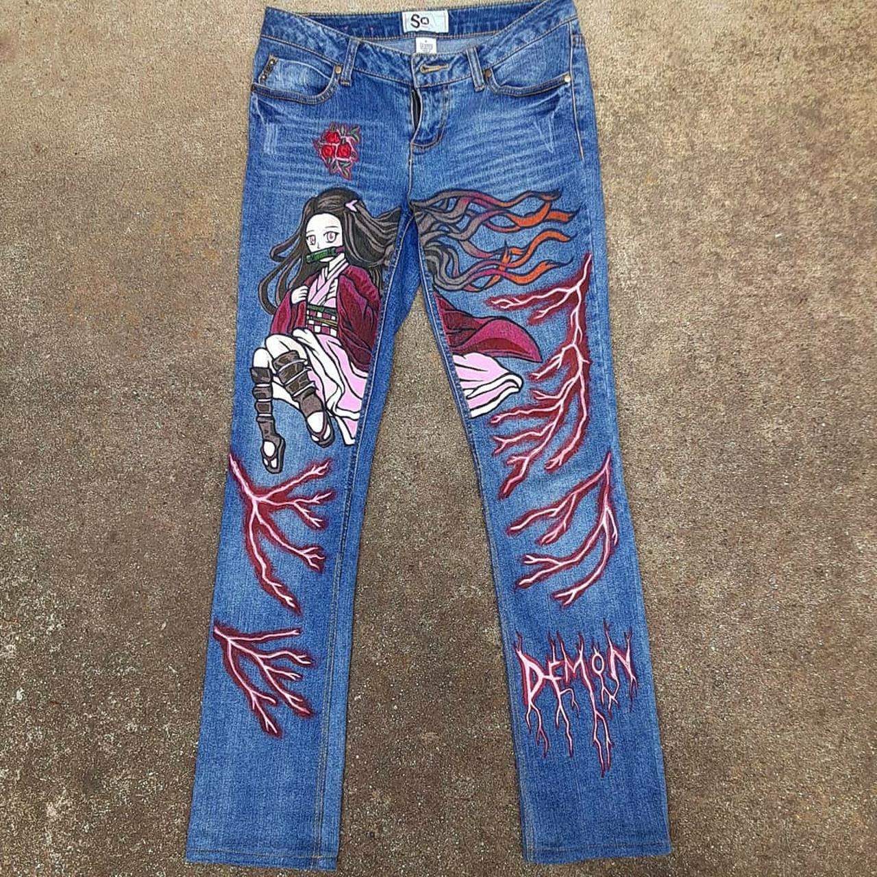 hand made (painted) jjk pants 36x29 - Depop