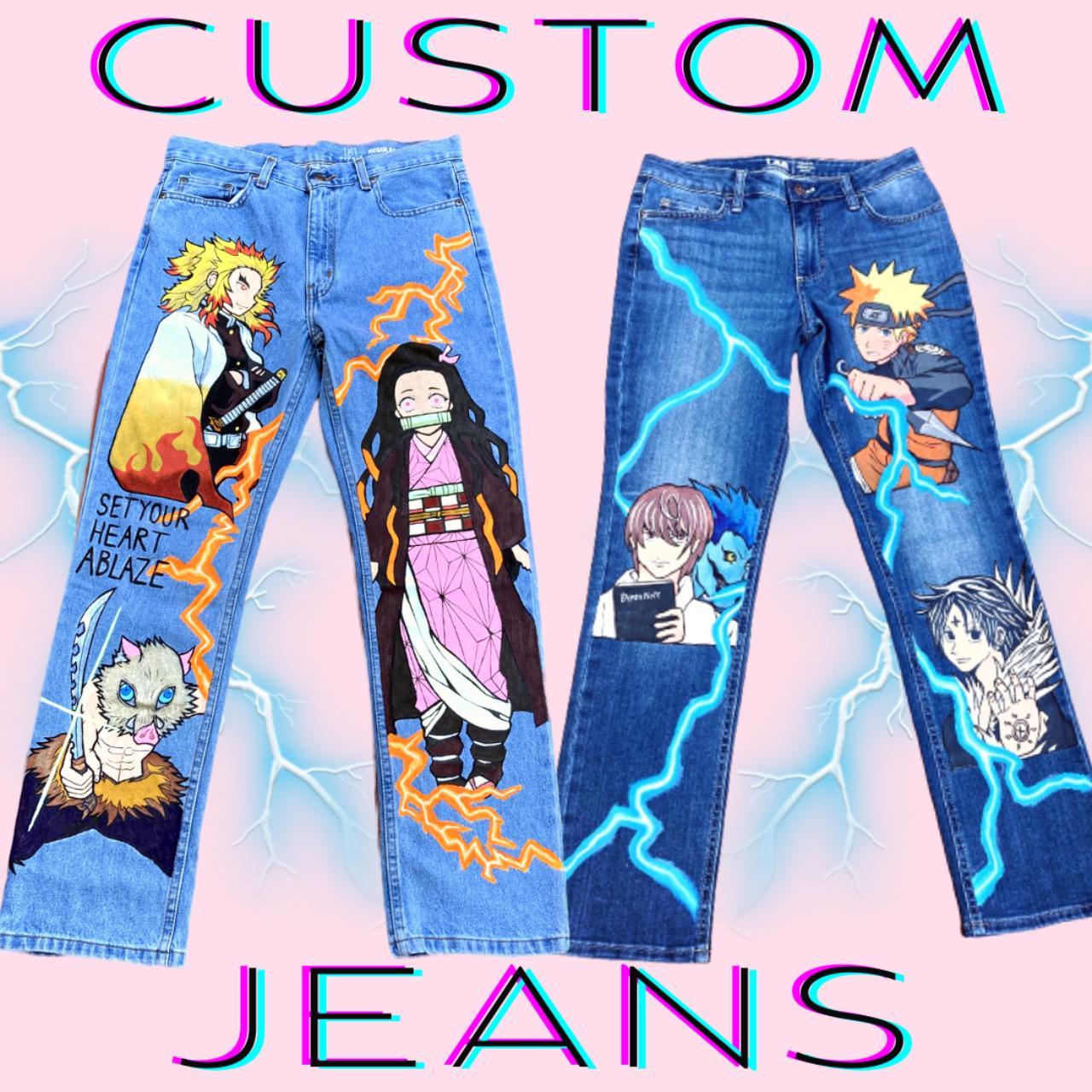 Printed Anime Jeans | eBay