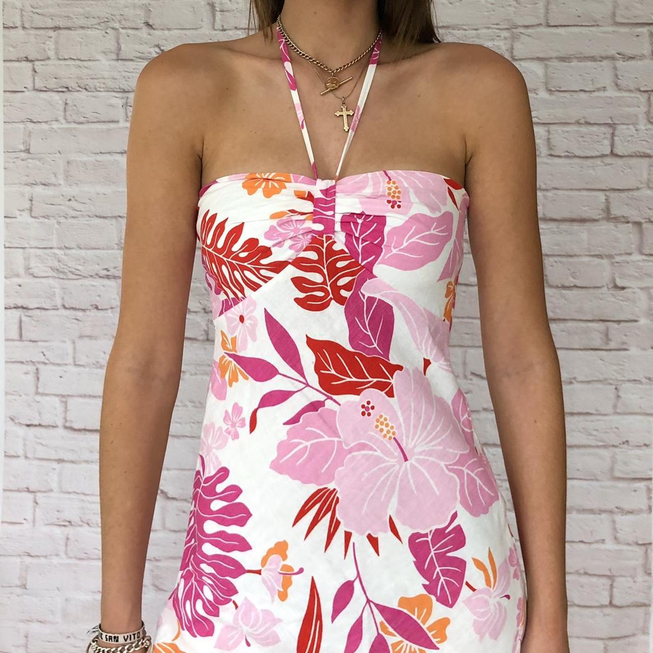 Zara Women's Pink and Orange Dress Depop