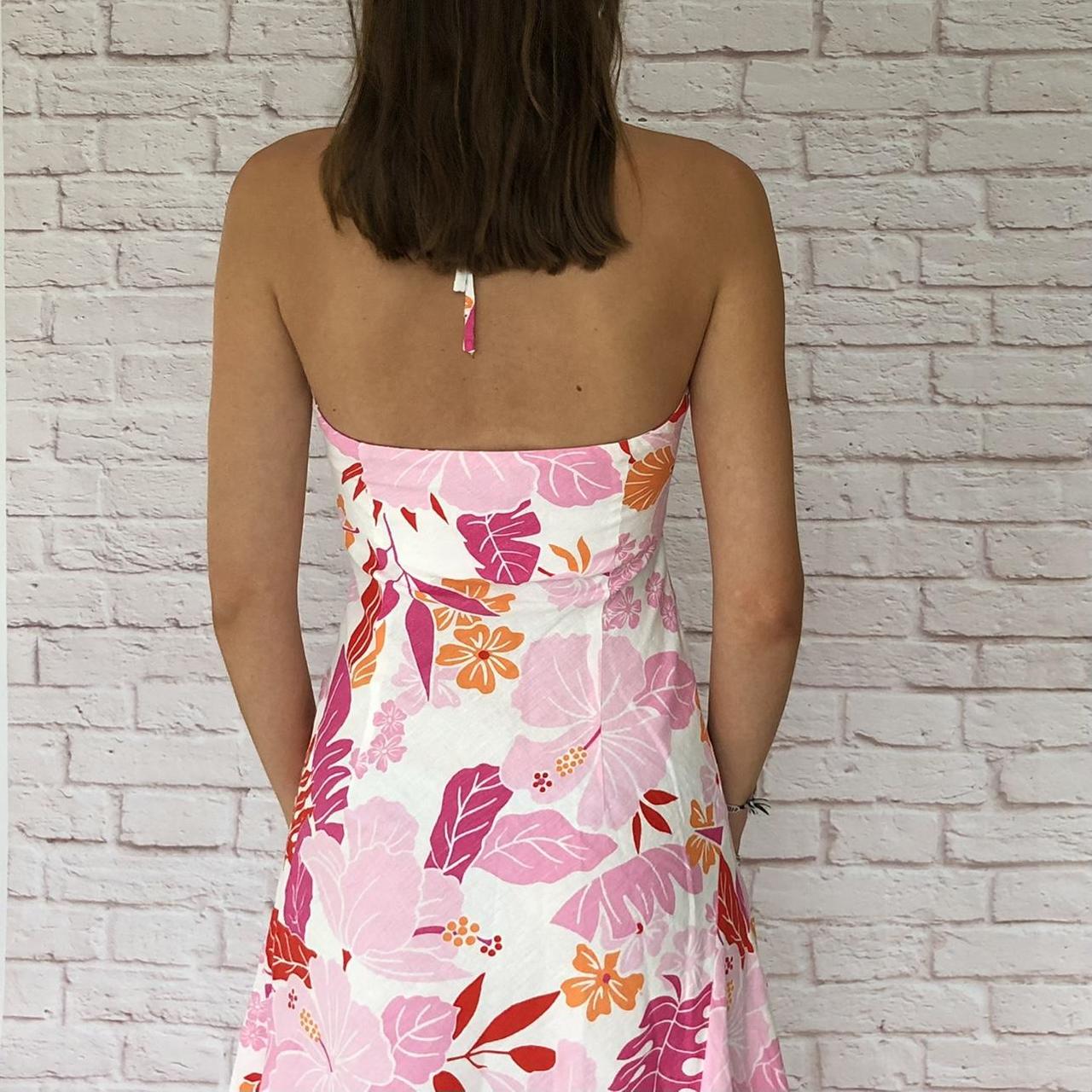 Zara Women's Pink and Orange Dress Depop