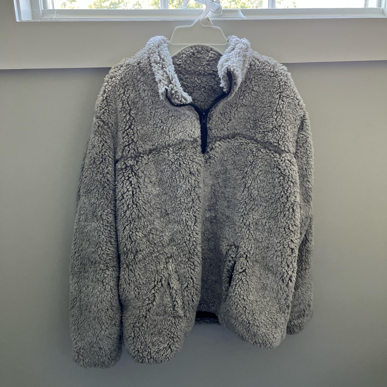 Grey fluffy quarter on sale zip