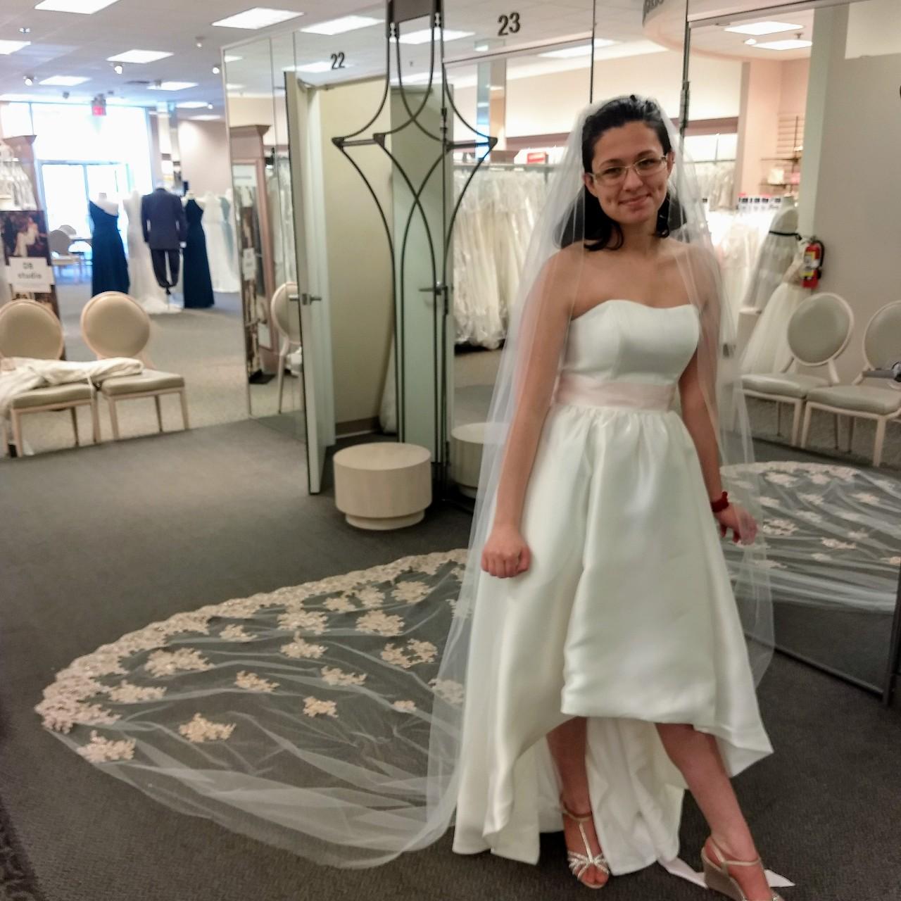 davids bridal high low dress