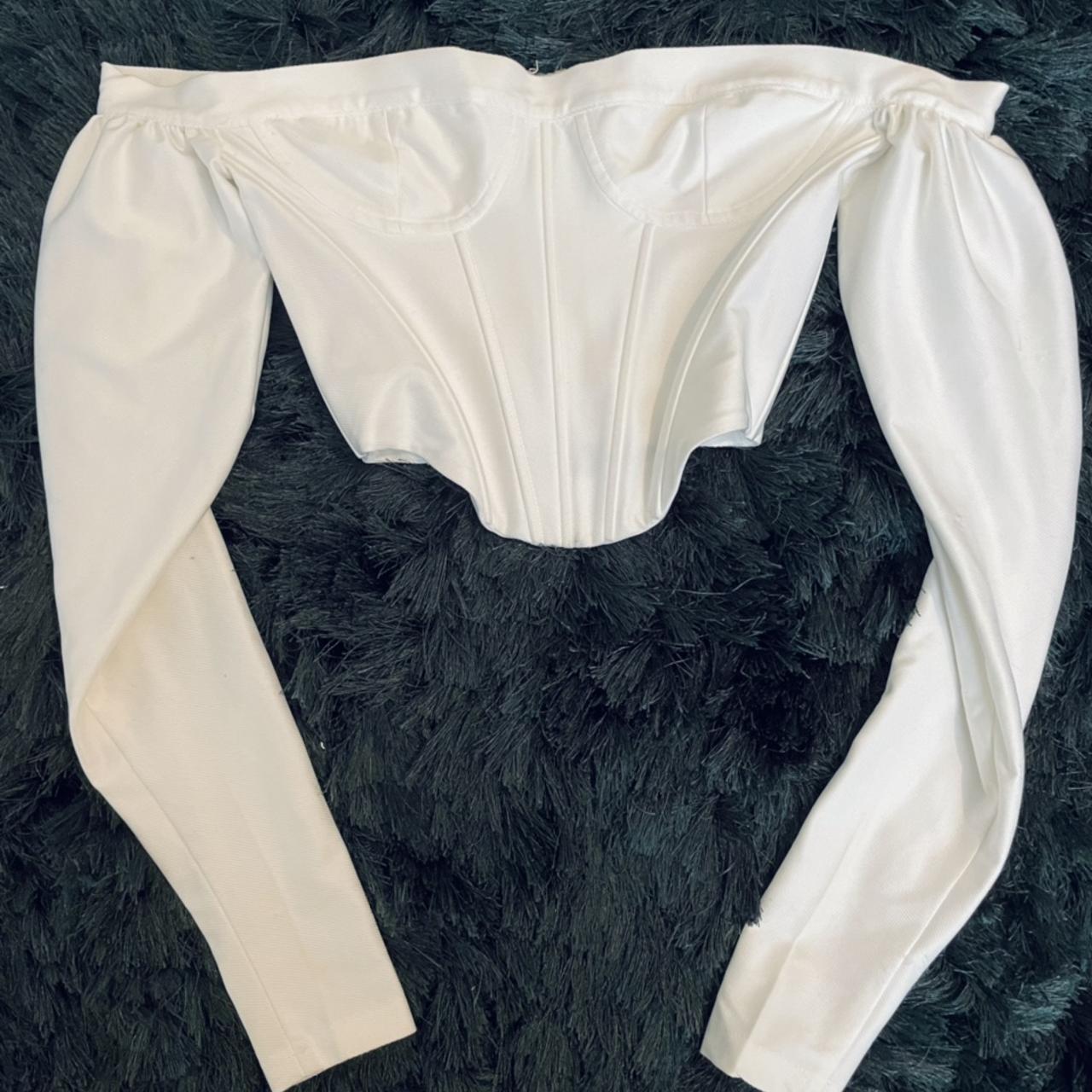 mistress rocks white long sleeved corset crop... - Depop