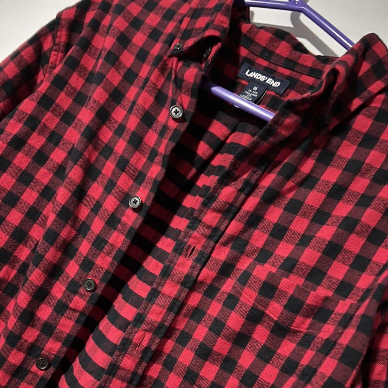 Lands' End Men's Black and Red Cardigan Depop