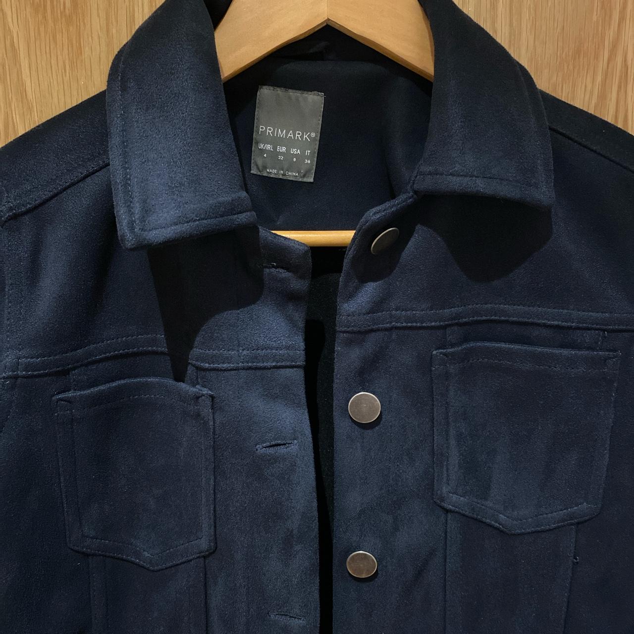 Navy Blue Faux suede jacket from Primark. UK Size 4.... - Depop