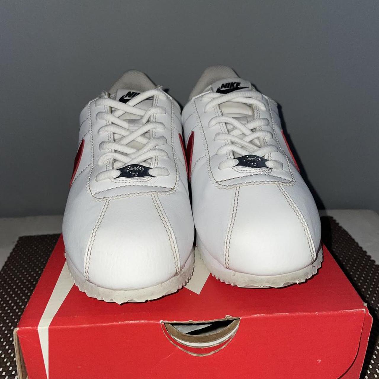 -classic nike cortez “ white red ” -size 5 youth... - Depop
