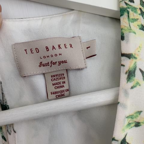 人気 TED BAKER 鳥 刺繍 リボン ワンピース ホワイト ハチドリ