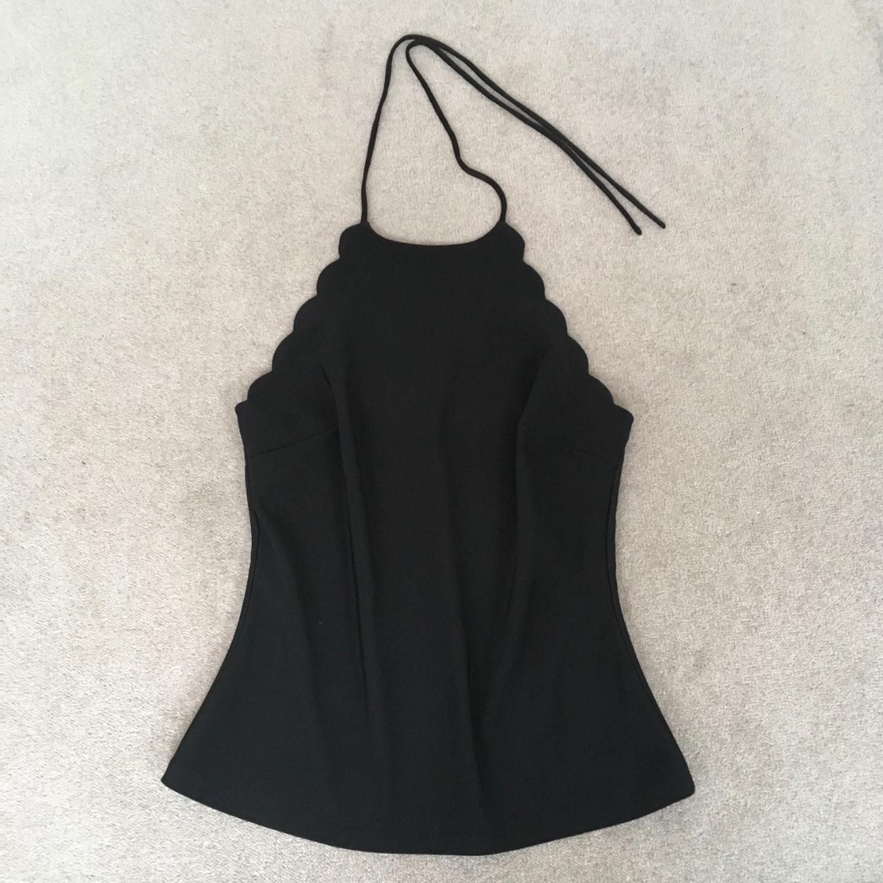 Forever New Black Scalloped Halter Neck Top Thick,... - Depop