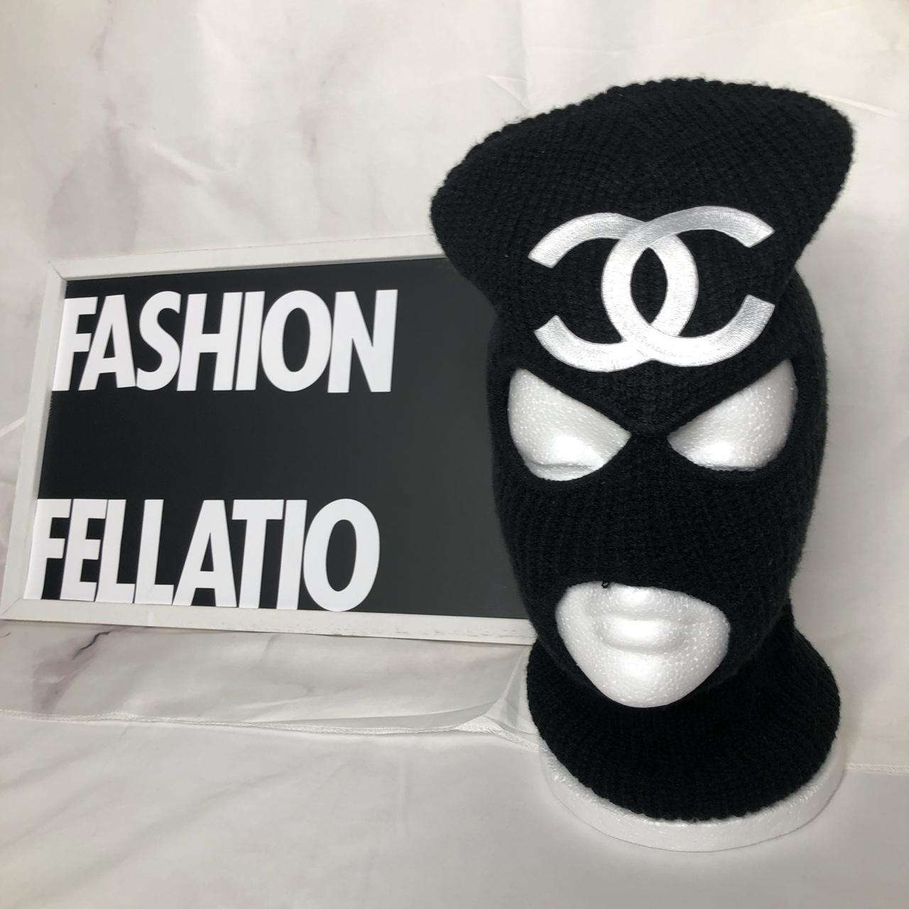 Chanel Ski Mask Unisex All black with white... Depop