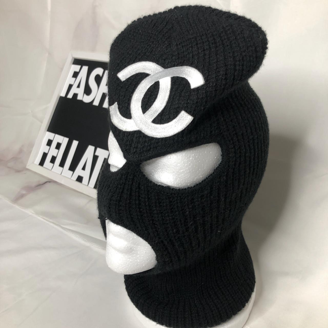 Chanel Ski Mask Unisex All black with white... Depop