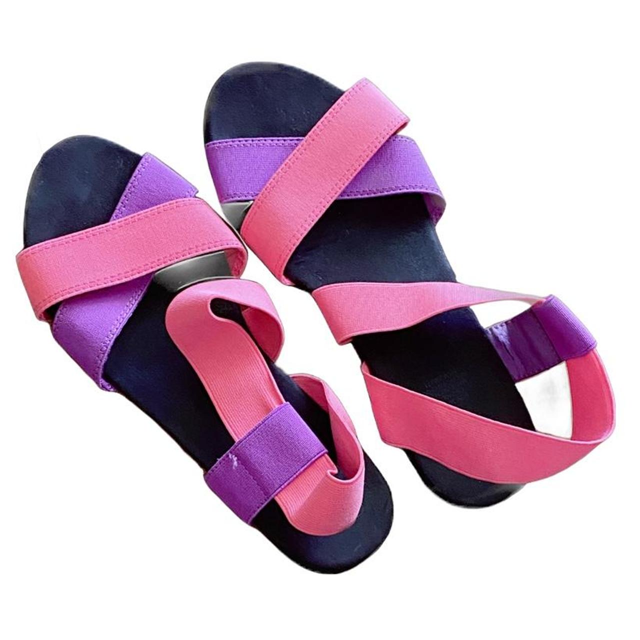 H M Pink and Purple Strappy Sandals US size Depop