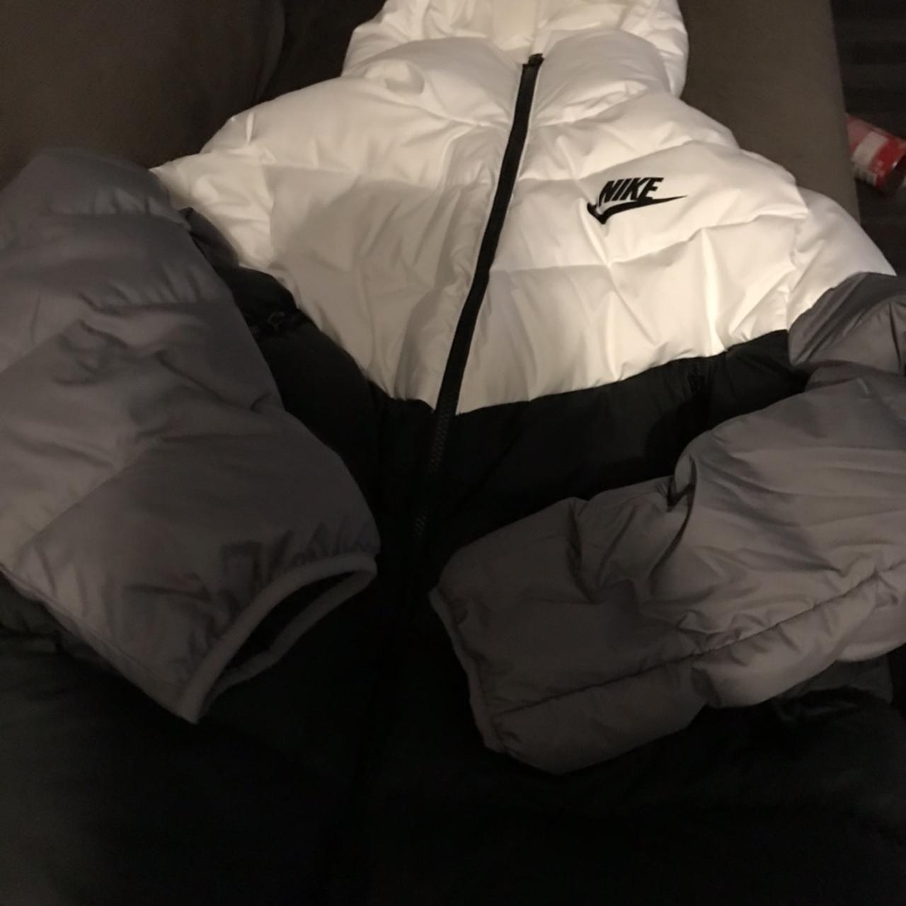 down fill windrunner in black & white