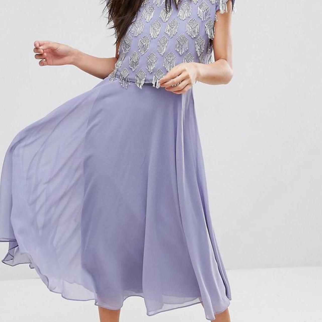 ASOS Fringe Embellished Crop Top Midi Skater Depop