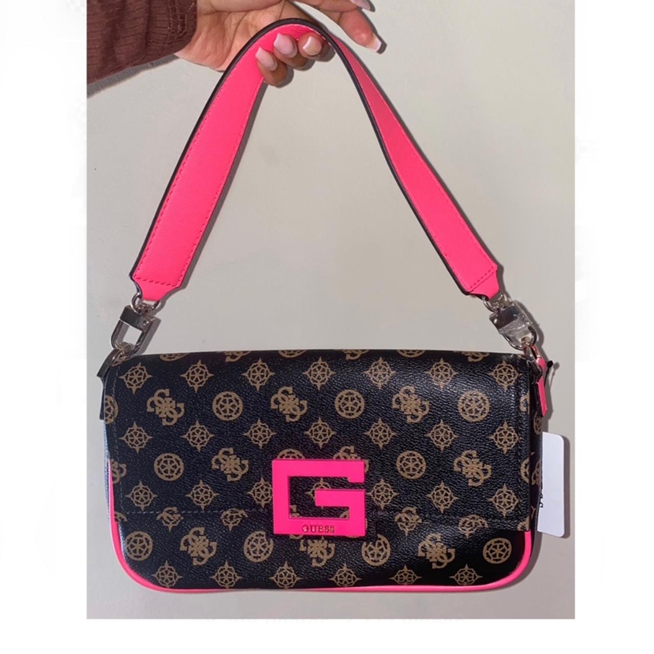 Pink Guess Brightside Hobo Bag Brightside Logo Printed Shoulder