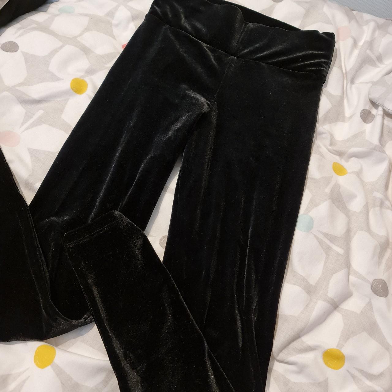 River Island Velvet All Black High Waisted Leggings - Depop