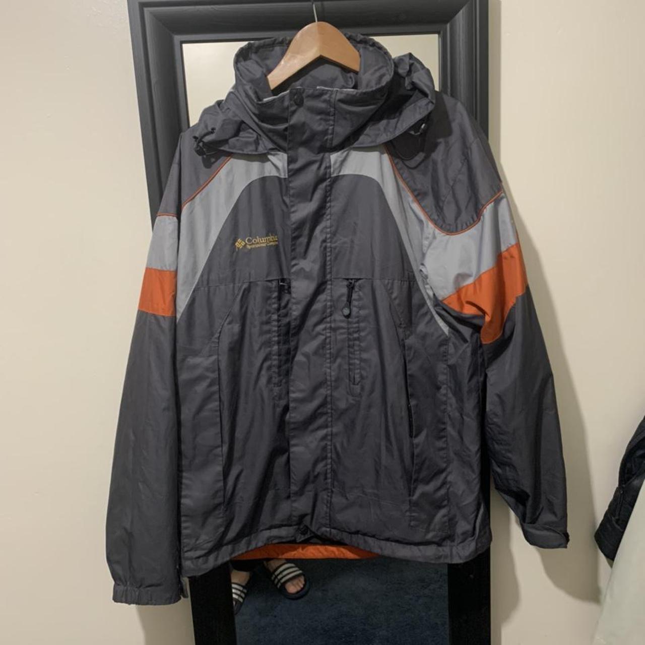 Columbia Sportswear Men's Orange and Grey Coat | Depop