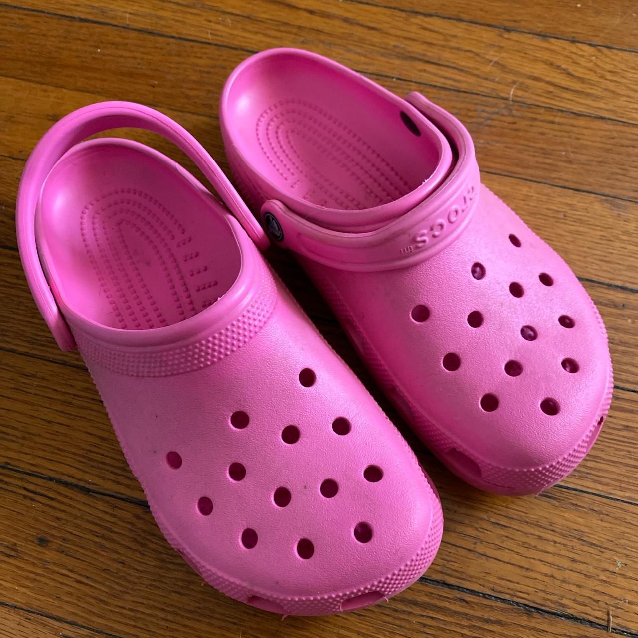 Pink crocs 9 womens 7 mens Worn a handful of times - Depop