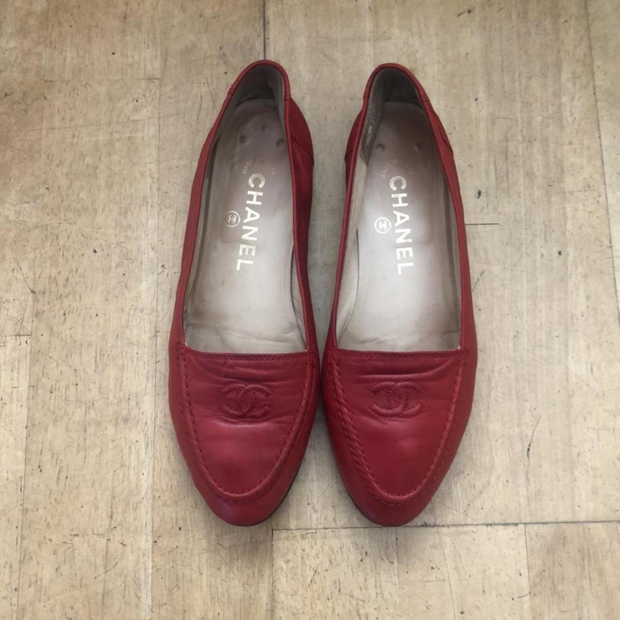 Genuine Red Lambskin Chanel shoes. I will include - Depop