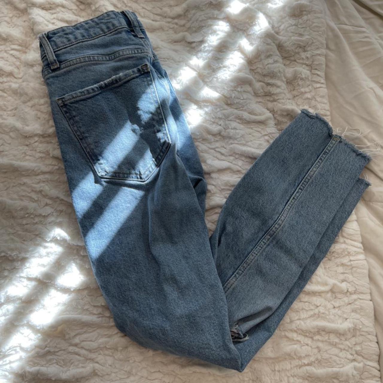 Zara straight leg jeans with rips in both knees. In... Depop